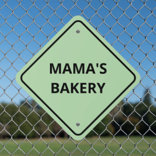 Mama's Bakery Custom Diamond Shape Metal Sign