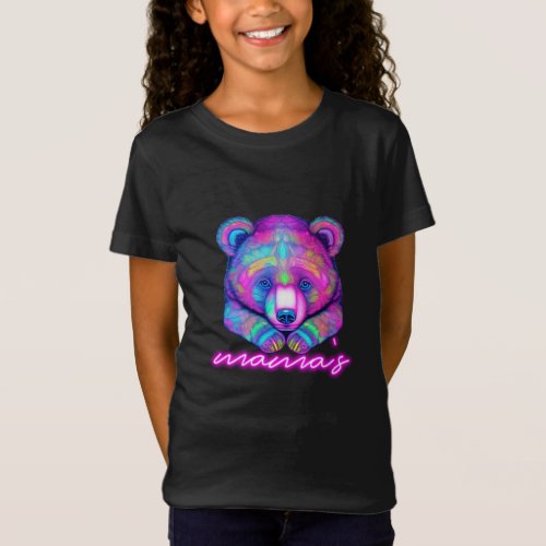 Mamas bear neon pink baby girl T_shirt