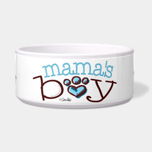 Mama's Boy Blue Paw Print Heart Bowl
