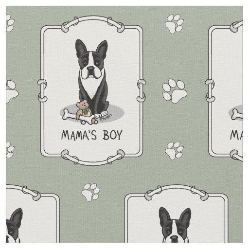Mama's Boy Boston Terrier (black) - Cute Dog Fabric