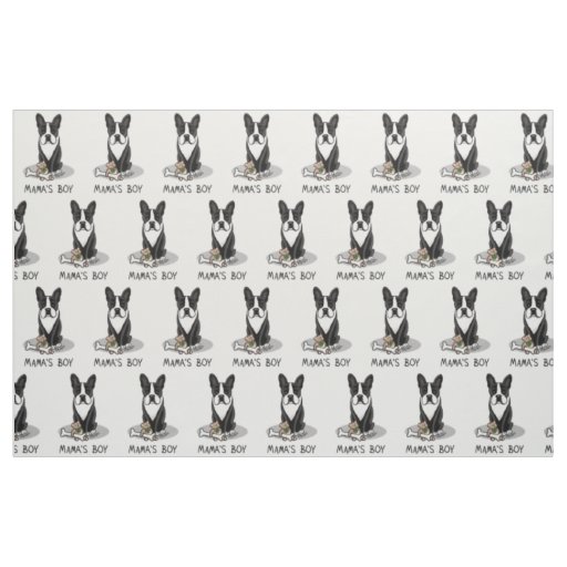 Mama's Boy Boston Terrier (black) - Cute Dog Fabric