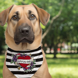 Mama's Boy Heart Retro Tattoo Style Pet Bandana Collar