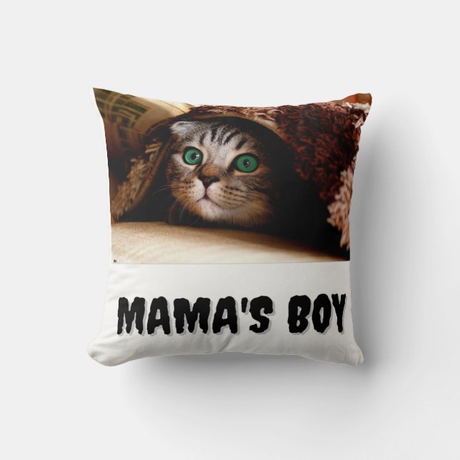 Mamas Boy Throw Pillow (Front)