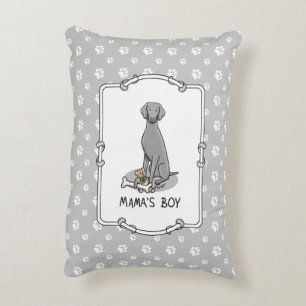Mama's Boy Weimaraner (gray 1) toys dog mom Cute Accent Pillow