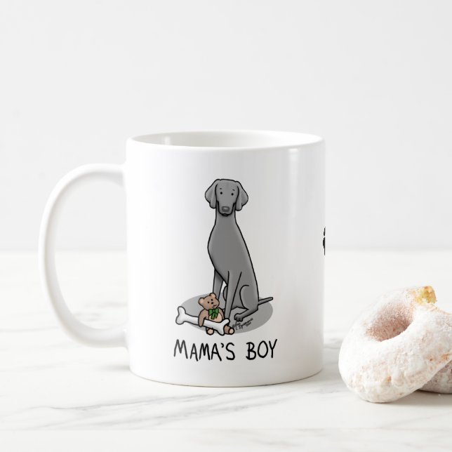Mama's Boy Weimaraner (gray 1) toys dog mom Cute Coffee Mug (With Donut)