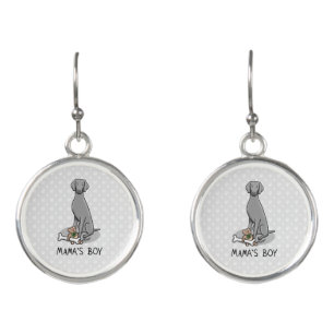 Mama's Boy Weimaraner (gray 1) toys dog mom Cute Earrings