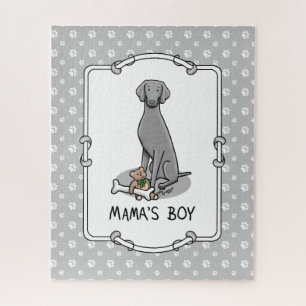 Mama's Boy Weimaraner (gray 1) toys dog mom Cute Jigsaw Puzzle