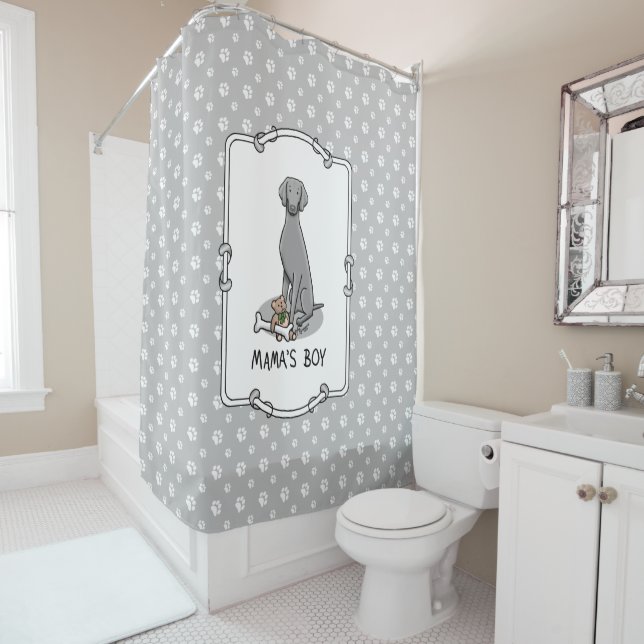 Mama's Boy Weimaraner (gray 1) toys dog mom Cute Shower Curtain (In Situ)