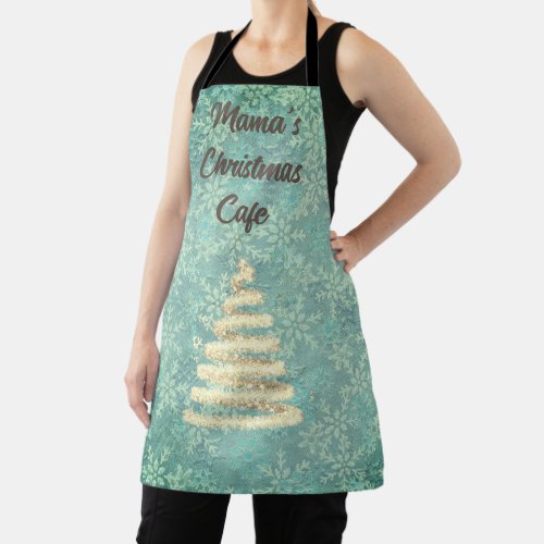 Mamas Christmas Cafe Festive Snowflakes Custom  Apron