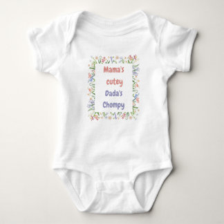 Mama's cutey and papa's chompy, baby bodysuit. baby bodysuit
