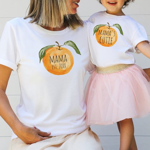 Mamas Cutie Cute Mandarin Orange Mom Matching  Toddler T_shirt