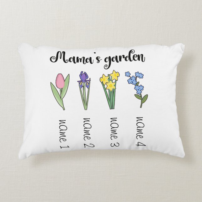 Mama's flower garden with 4 personalized names  accent pillow (Front)