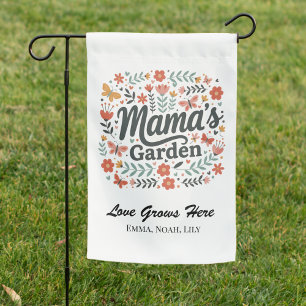 Mama's Garden Floral Butterfly Love Grows Here Flag