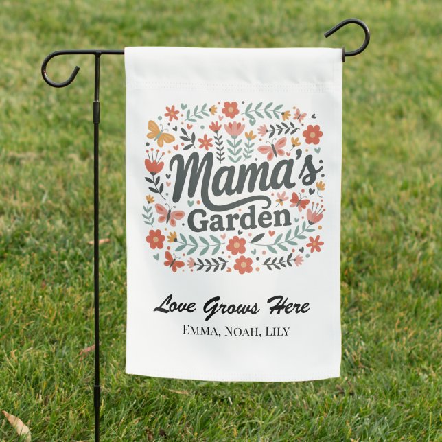 Mama's Garden Love Grows Here Flag (Mother Floral garden flag)
