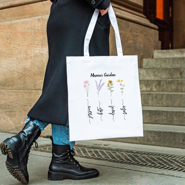 Mama's Garden Personalized Kids Nmae Mother's Day Tote Bag (Creator Uploaded)