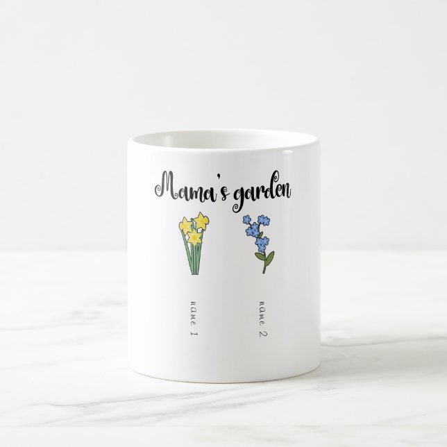 Mama's garden personalized with 2 grandchildrens coffee mug (Center)