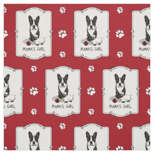 Mama's Girl #2 Boston Terrier (black) - Cute Dog Fabric