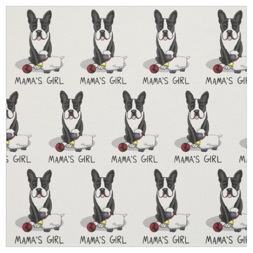 Mama's Girl #2 Boston Terrier (black) - Cute Dog Fabric