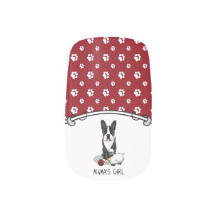 Mama's Girl #2 Boston Terrier (black) - Cute Dog Minx Nail Art