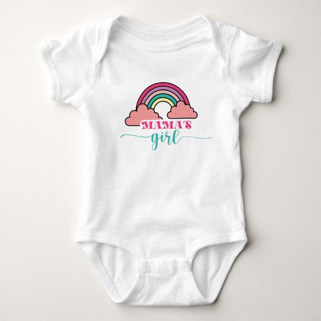 Mama's Girl Cute Baby Girl Rainbow typography Baby Bodysuit (Front)