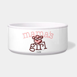 Mama's Girl Pink Paw Print Heart Bowl
