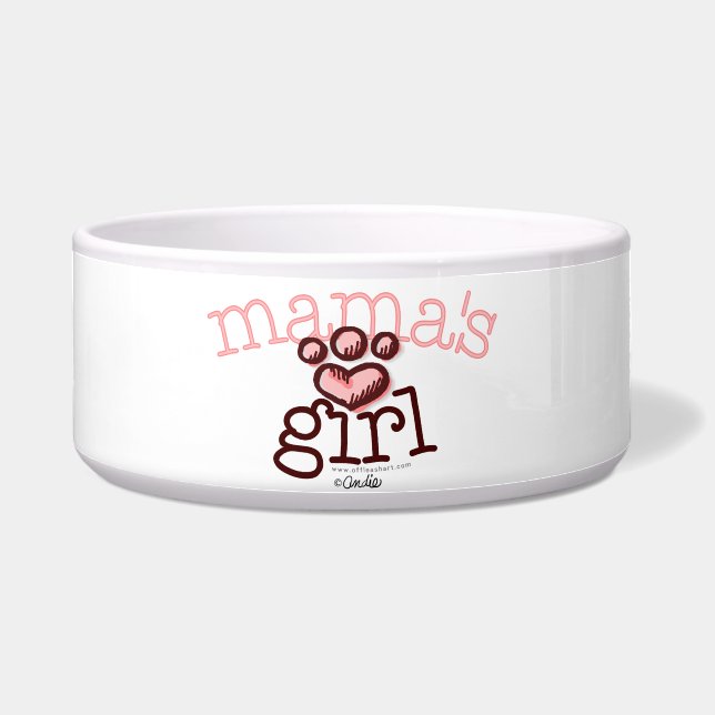 Mama's Girl Pink Paw Print Heart Bowl (Front)