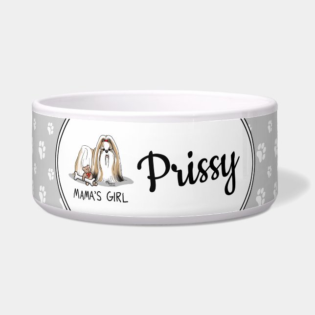 Mama's Girl Shih Tzu (tan white) Dog Mom Cute Bowl (Front)