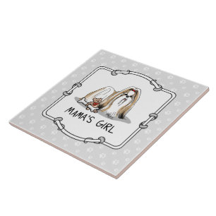 Mama's Girl Shih Tzu (tan white) Dog Mom Cute Ceramic Tile
