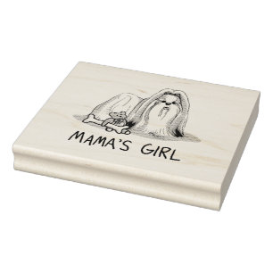 Mama's Girl Shih Tzu (tan white) Dog Mom Cute Rubber Stamp