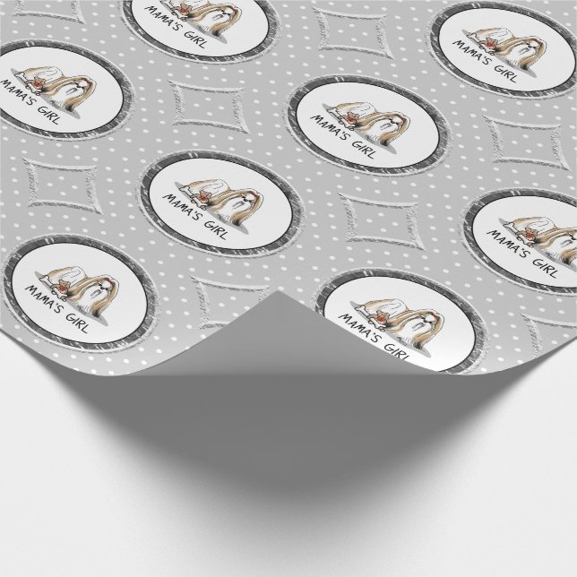 Mama's Girl Shih Tzu (tan white) Dog Mom Cute Wrapping Paper (Corner)