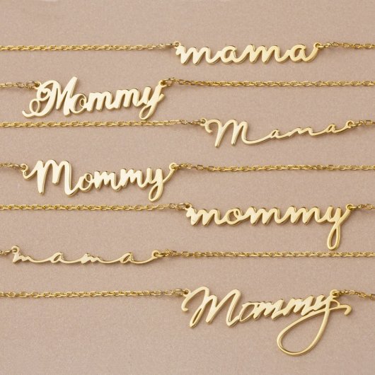 Mama's Gold, Silver, and Rose Gold Necklace (Front)