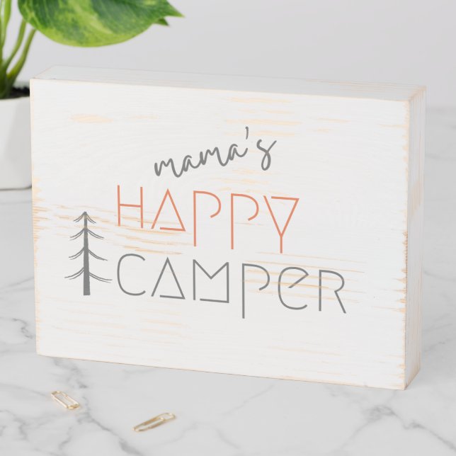 mama's happy camper. Wood Box Sign (In Situ Horizontal)