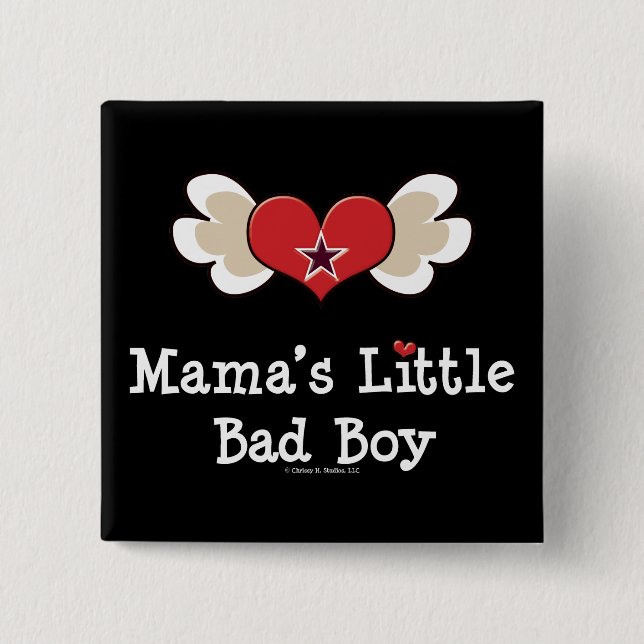 Mama's Little Bad Boy Funny Kids Button (Front)