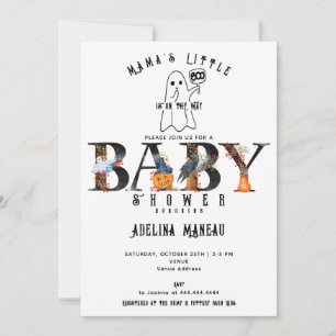 Mama's Little Boo Halloween Pumpkin Baby Shower Invitation