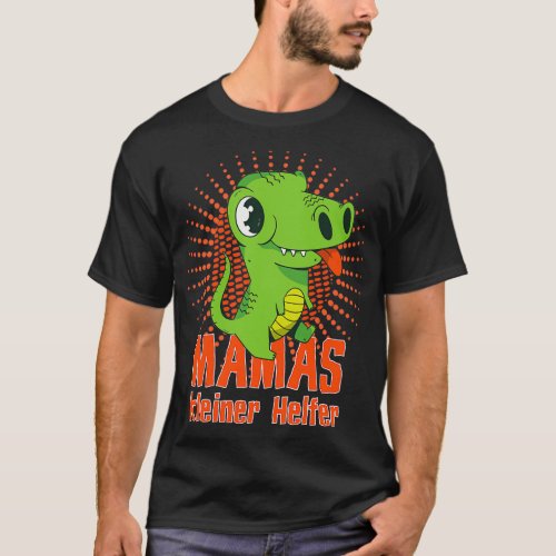 Mamas Little Helper Green Funny Dinosaur T_Shirt