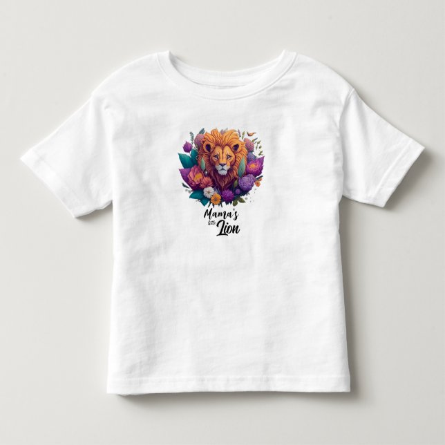 Mama's little lion cub with flowers toddler t-shirt (Front)
