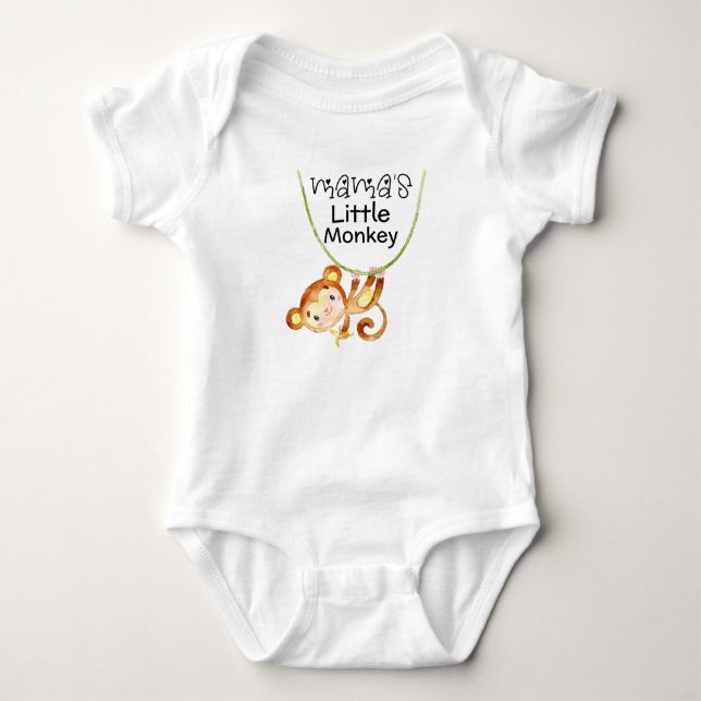Mama's Little Monkey Baby Clothes, Coming Home Baby Bodysuit (Front)