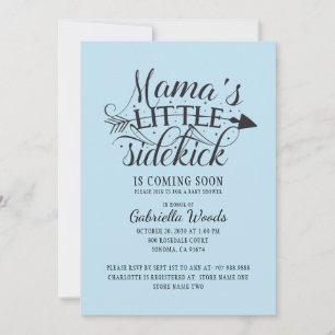 Mama's Little Sidekick Blue Baby Boy Shower Invitation