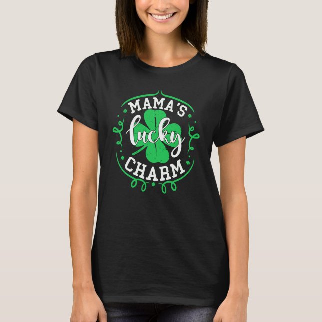Mama's Lucky Charm St Patricks Day Boys Kids Shamr T-Shirt (Front)