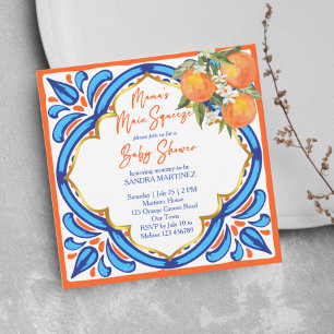 Mama's Main Squeeze baby shower orange blue invite