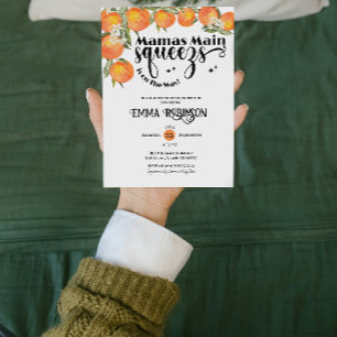 Mamas Main Squeeze Baby Shower Orange Watercolor Invitation
