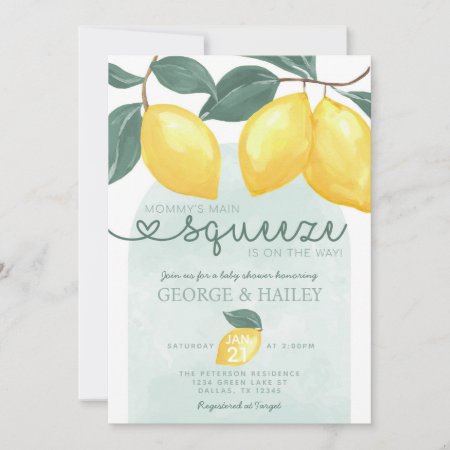 Mama's Main Squeeze Citrus Lemon Baby Shower Invitation