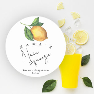 Mama's main squeeze Lemon baby shower Classic Round Sticker