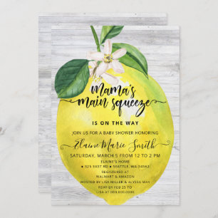 Mamas Main Squeeze Lemon Baby Shower Invitation