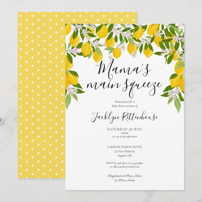 Mama's Main Squeeze Lemon Baby Shower Invitation (Front/Back)