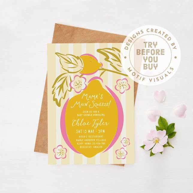 Mama's Main Squeeze Lemon Baby Shower Invitation (Creator Uploaded)