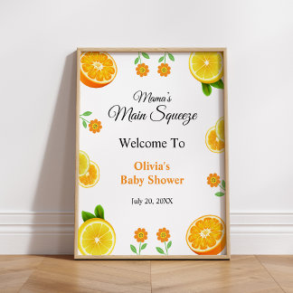 Mama's Main Squeeze Lemon Baby Shower Welcome Poster