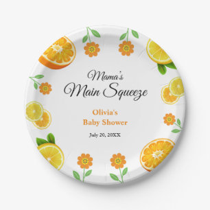 Mama's Main Squeeze Orange Citrus Baby Shower  Paper Plates