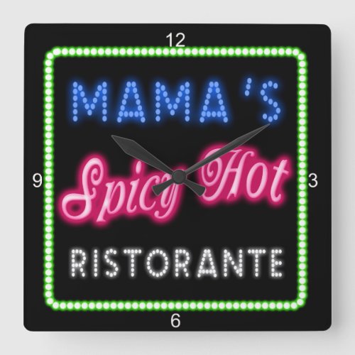 Mamas Spicy Hot Ristorante ID234 Square Wall Clock
