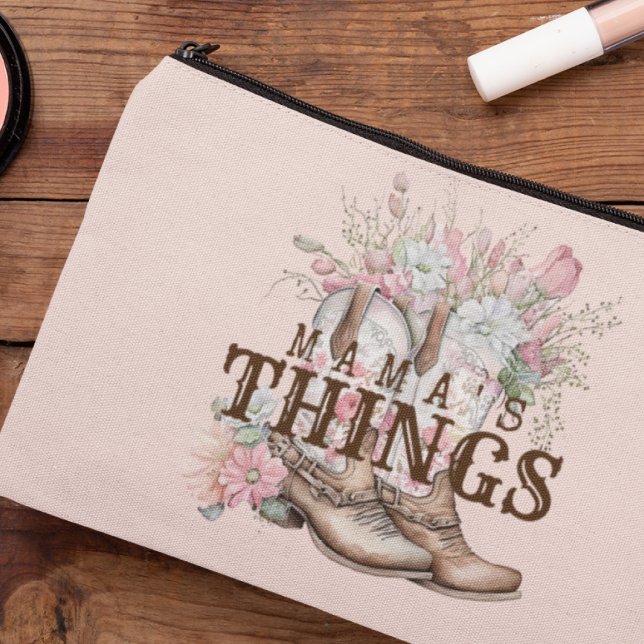 Mama's Things Western Cowboy Boots With Flowers Accessory Pouch (Creator Uploaded)